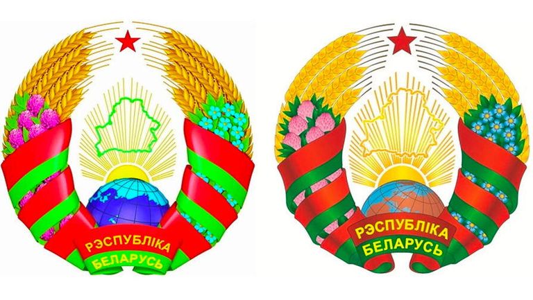 Нынешний герб Белоруссии (слева) и проект нового (справа) Нынешний герб Белоруссии (слева) и проект нового (справа)