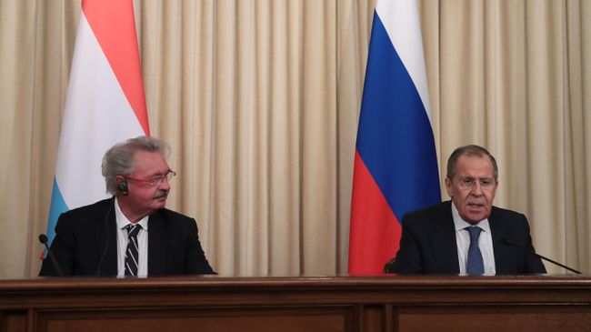 Министр иностранных дел РФ Сергей Лавров и министр иностранных и европейских дел Люксембурга Жан Ассельборн на пресс-конференции. 28 февраля 2020