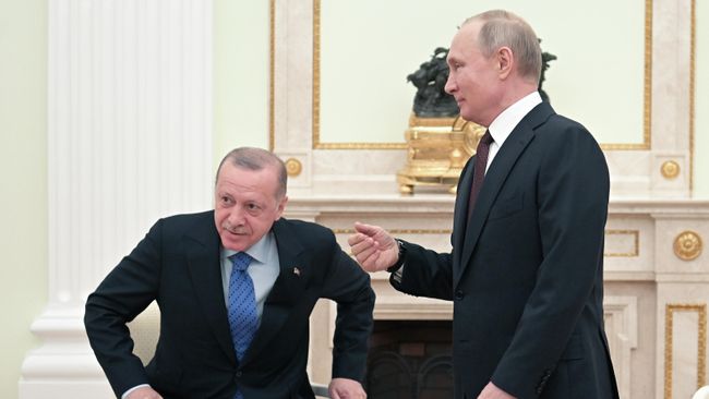 Президент РФ Владимир Путин и президент Турции Реджеп Тайип Эрдоган во время встречи Президент РФ Владимир Путин и президент Турции Реджеп Тайип Эрдоган во время встречи