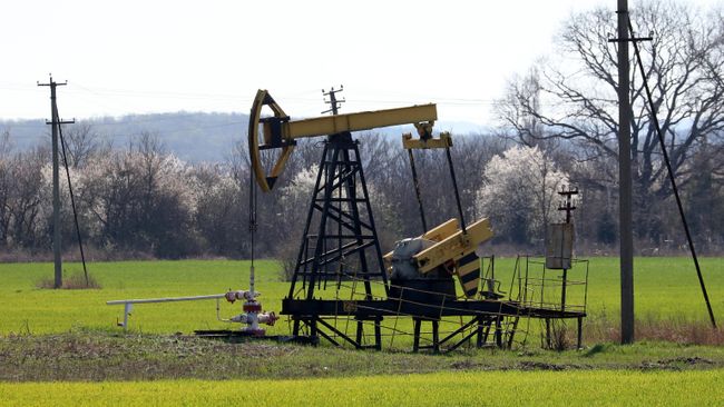 Нефтяной станок-качалка на Абино-Украинском нефтегазовом месторождении в Краснодарском крае Нефтяной станок-качалка на Абино-Украинском нефтегазовом месторождении в Краснодарском крае