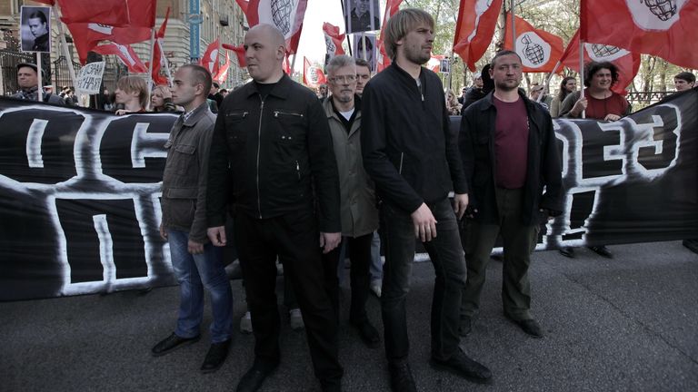 Лидер Другой России Эдуард Лимонов во время акции Левый марш, Лидер Другой России Эдуард Лимонов во время акции Левый марш,