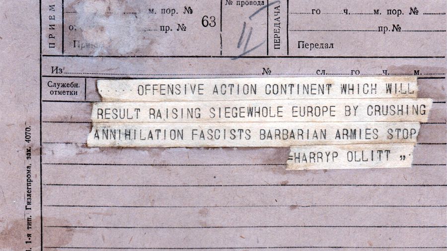 Телеграмма Гарри Поллита первому секретарю Ленинградского обкома и горкома ВКП(б) Андрею Жданову.