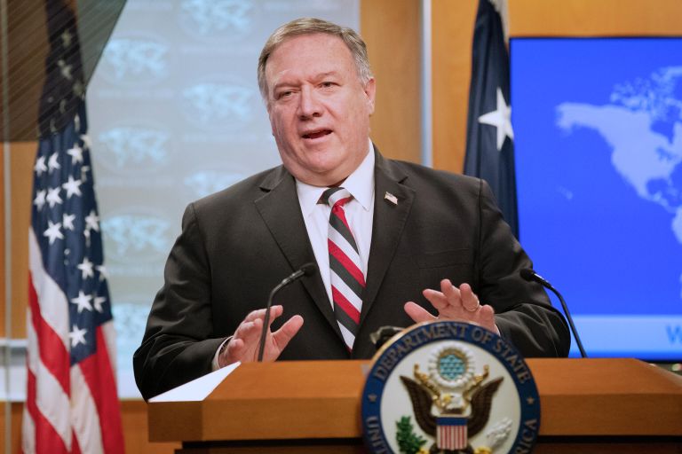 Госсекретарь США Майк Помпео во время выступления в Госдепартаменте в Вашингтоне
