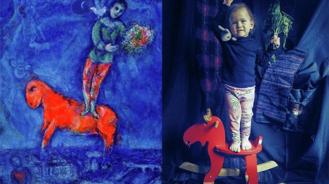 Фоторабота Натальи Тимошенко и ее сына Рада по мотивам картины Марка Шагала Фоторабота Натальи Тимошенко и ее сына Рада по мотивам картины Марка Шагала