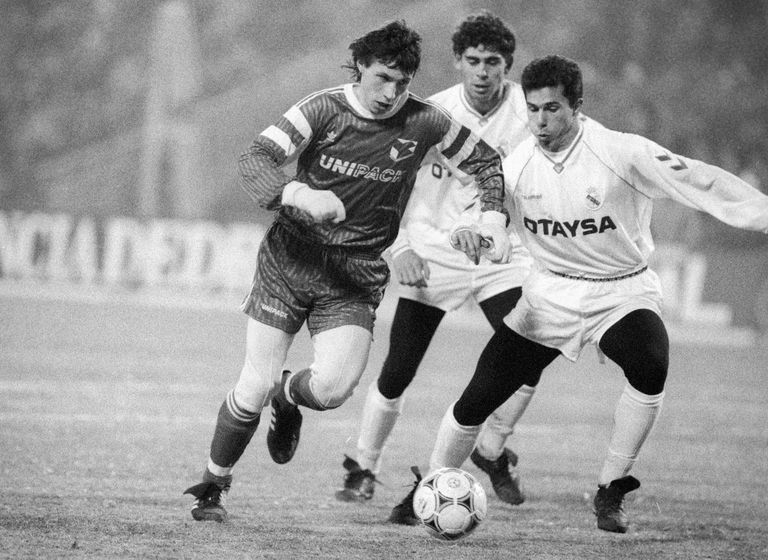 1991 год. Игровой момент матча Кубка европейских чемпионов Спартак (Москва) - Реал (Мадрид) 1991 год. Игровой момент матча Кубка европейских чемпионов Спартак (Москва) - Реал (Мадрид)