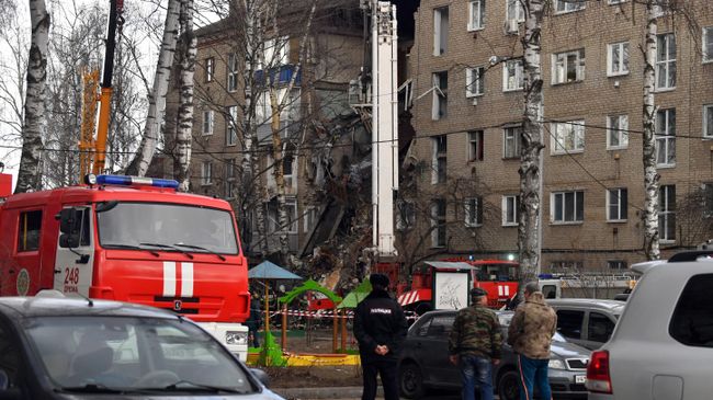 Поврежденный, в результате взрыва бытового газа, жилой дом в Орехово-Зуево