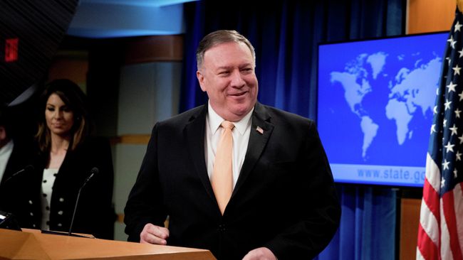 Госсекретарь США Майк Помпео во время выступления в Госдепартаменте в Вашингтоне Госсекретарь США Майк Помпео во время выступления в Госдепартаменте в Вашингтоне