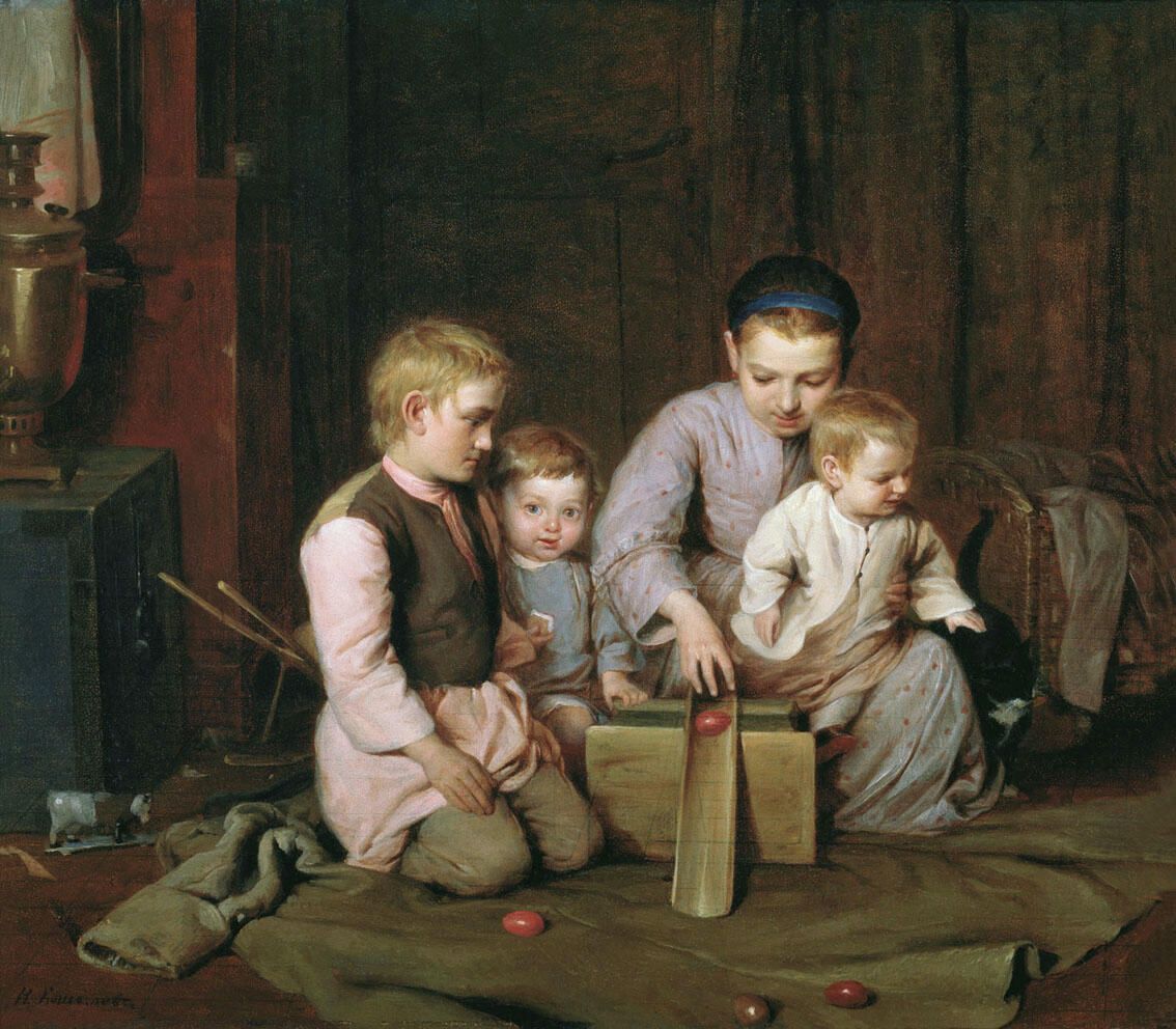 Дети, катающие пасхальные яйца. Художник Николай Кошелев Дети, катающие пасхальные яйца. Художник Николай Кошелев - РИА Новости, 1920, 27.04.2022