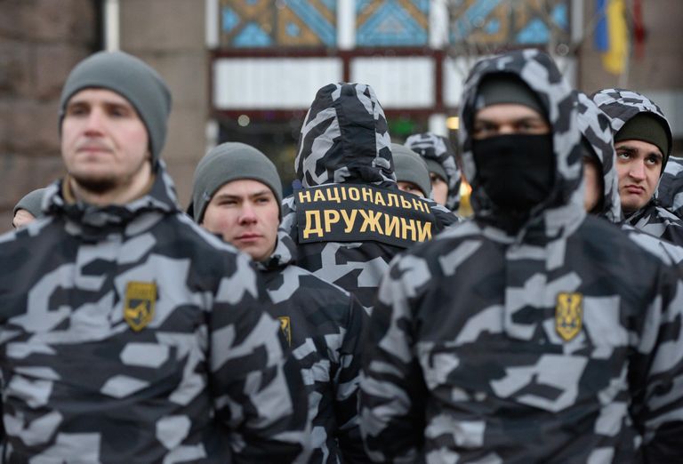 Участники марша Национальных дружин в Киеве