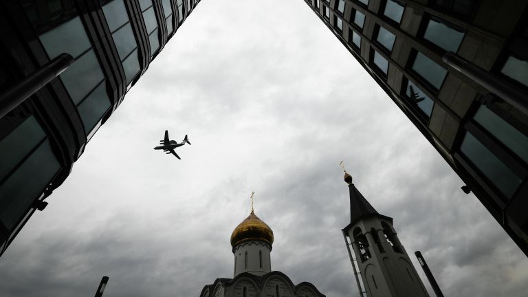 Авиационный комплекс дальнего радиолокационного обнаружения А-50У на репетиции воздушной части парада Победы в Москве Авиационный комплекс дальнего радиолокационного обнаружения А-50У на репетиции воздушной части парада Победы в Москве