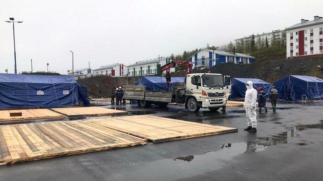 Строительство полевого лагеря на территории вахтового поселка Олимпиадинского ГОКа Строительство полевого лагеря на территории вахтового поселка Олимпиадинского ГОКа