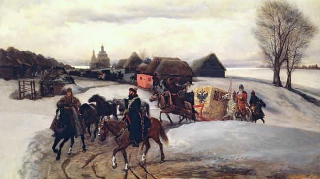 Репродукция картины В.Г. Шварца Вешний поезд царицы на богомолье при царе Алексее Михайловиче Репродукция картины В.Г. Шварца Вешний поезд царицы на богомолье при царе Алексее Михайловиче