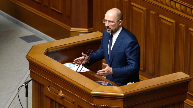 Премьер-министр Украины Денис Шмыгаль на заседании Верховной рады Украины в Киеве Премьер-министр Украины Денис Шмыгаль на заседании Верховной рады Украины в Киеве