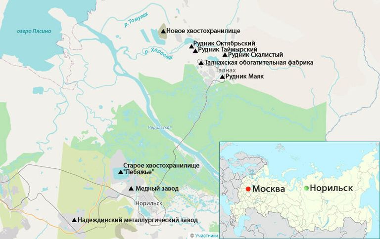 Карта расположения рудников Талнахского рудного узла Карта расположения рудников Талнахского рудного узла