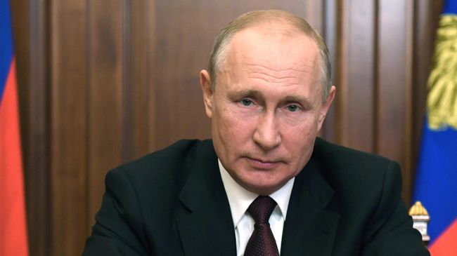 Президент России Владимир Путин во время обращения к гражданам России Президент России Владимир Путин во время обращения к гражданам России