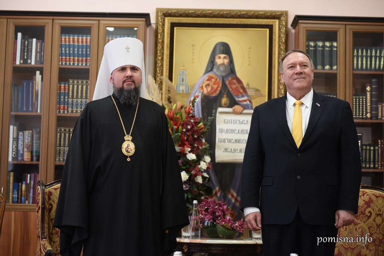 Встреча Госсекретаря США Майка Помпео с главой Православной церкви Украины Епифанием Думенко в Киеве. 31 января 2020 года. Встреча Госсекретаря США Майка Помпео с главой Православной церкви Украины Епифанием Думенко в Киеве. 31 января 2020 года. - РИА Новости, 1920, 11.03.2021