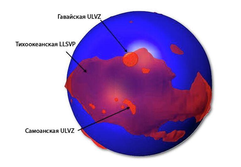 Рельеф Тихоокеанской провинции с низкой скоростью сдвига на границе ядра и мантии