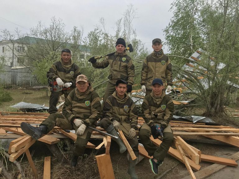 За работой