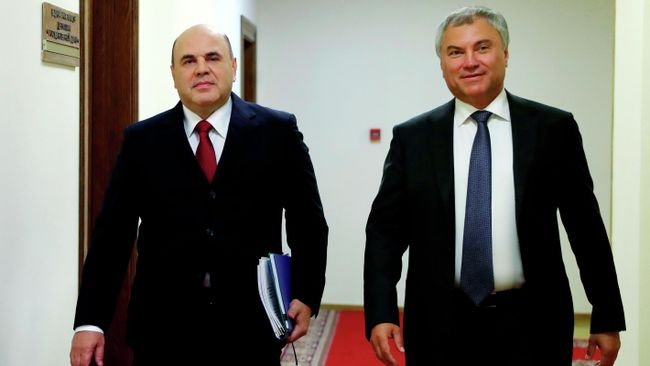 Председатель правительства РФ Михаил Мишустин и председатель Государственной Думы РФ Вячеслав Володин Председатель правительства РФ Михаил Мишустин и председатель Государственной Думы РФ Вячеслав Володин