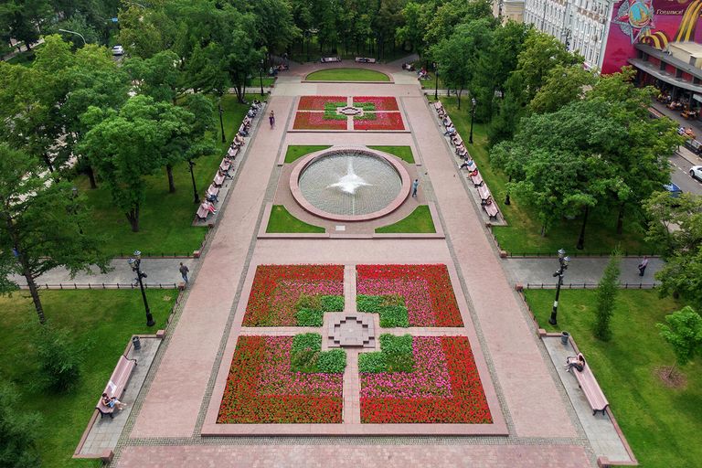 Цветник в Новопушкинском сквере Цветник в Новопушкинском сквере