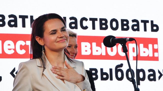 Кандидат в президенты Белоруссии Светлана Тихановская во время предвыборного митинга в парке Дружбы Народов в Минске Кандидат в президенты Белоруссии Светлана Тихановская во время предвыборного митинга в парке Дружбы Народов в Минске