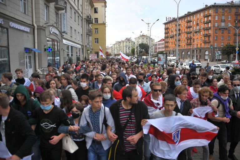 Участники студенческой акции протеста в Минске Участники студенческой акции протеста в Минске
