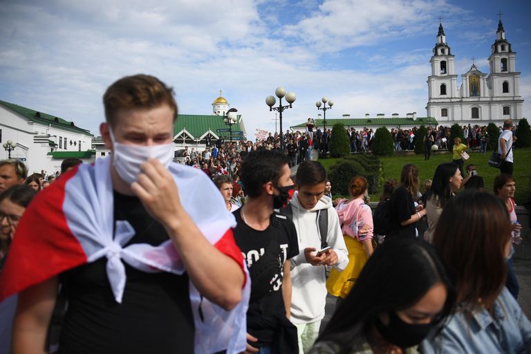 Участники студенческой акции протеста в Минске Участники студенческой акции протеста в Минске