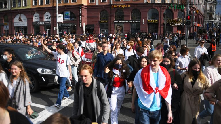 Участники студенческой акции протеста в Минске