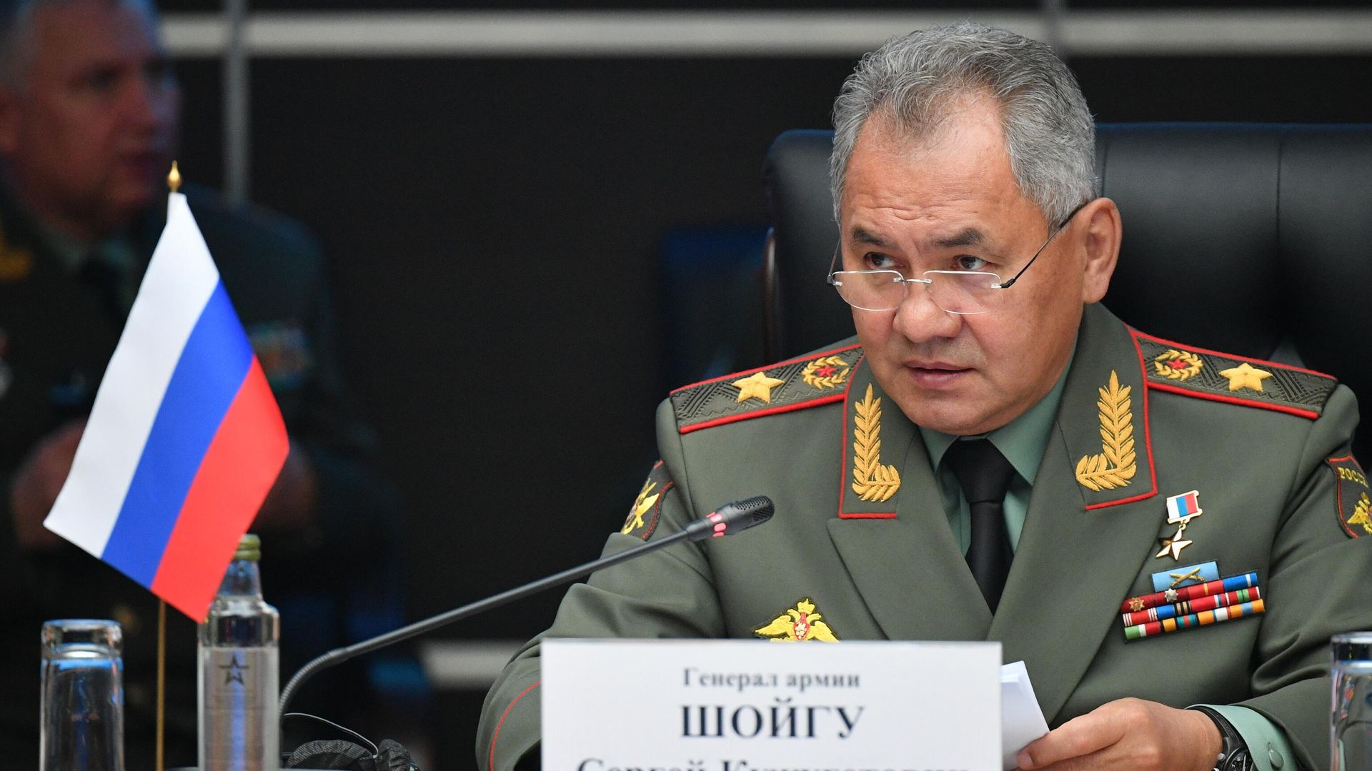 Министр обороны РФ Сергей Шойгу на совместном заседании Министров обороны государств ШОС, СНГ и ОДКБ Министр обороны РФ Сергей Шойгу на совместном заседании Министров обороны государств ШОС, СНГ и ОДКБ - РИА Новости, 1920, 05.09.2020