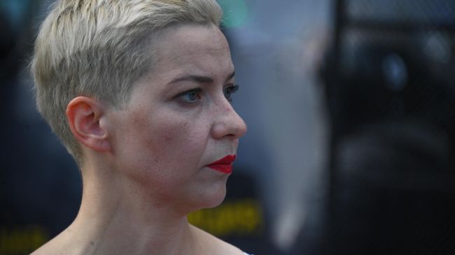 Мария Колесникова во время акции протеста оппозиции в Минске