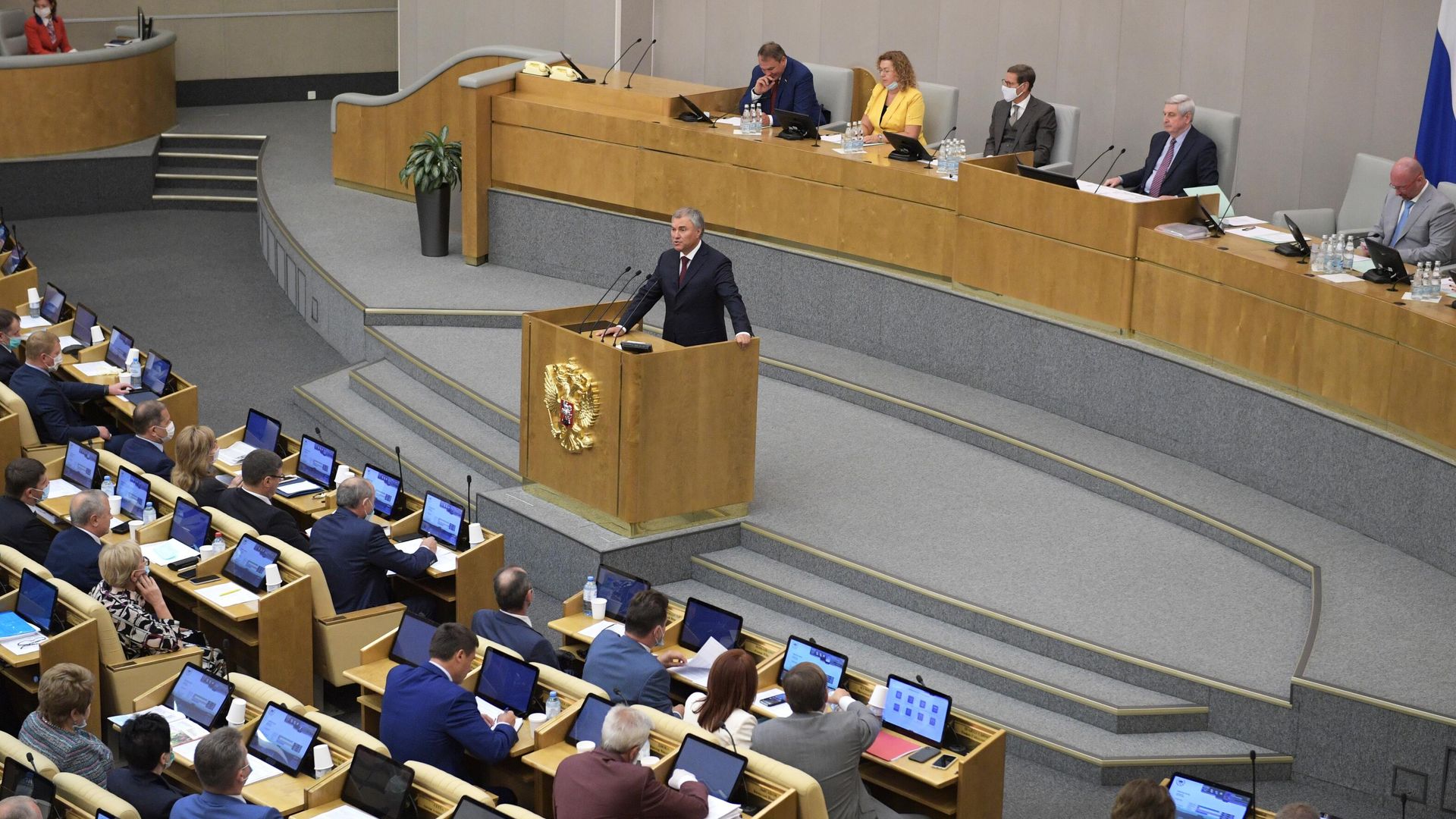 Председатель Государственной Думы РФ Вячеслав Володин выступает на пленарном заседании Государственной Думы РФ - РИА Новости, 1920, 23.11.2020