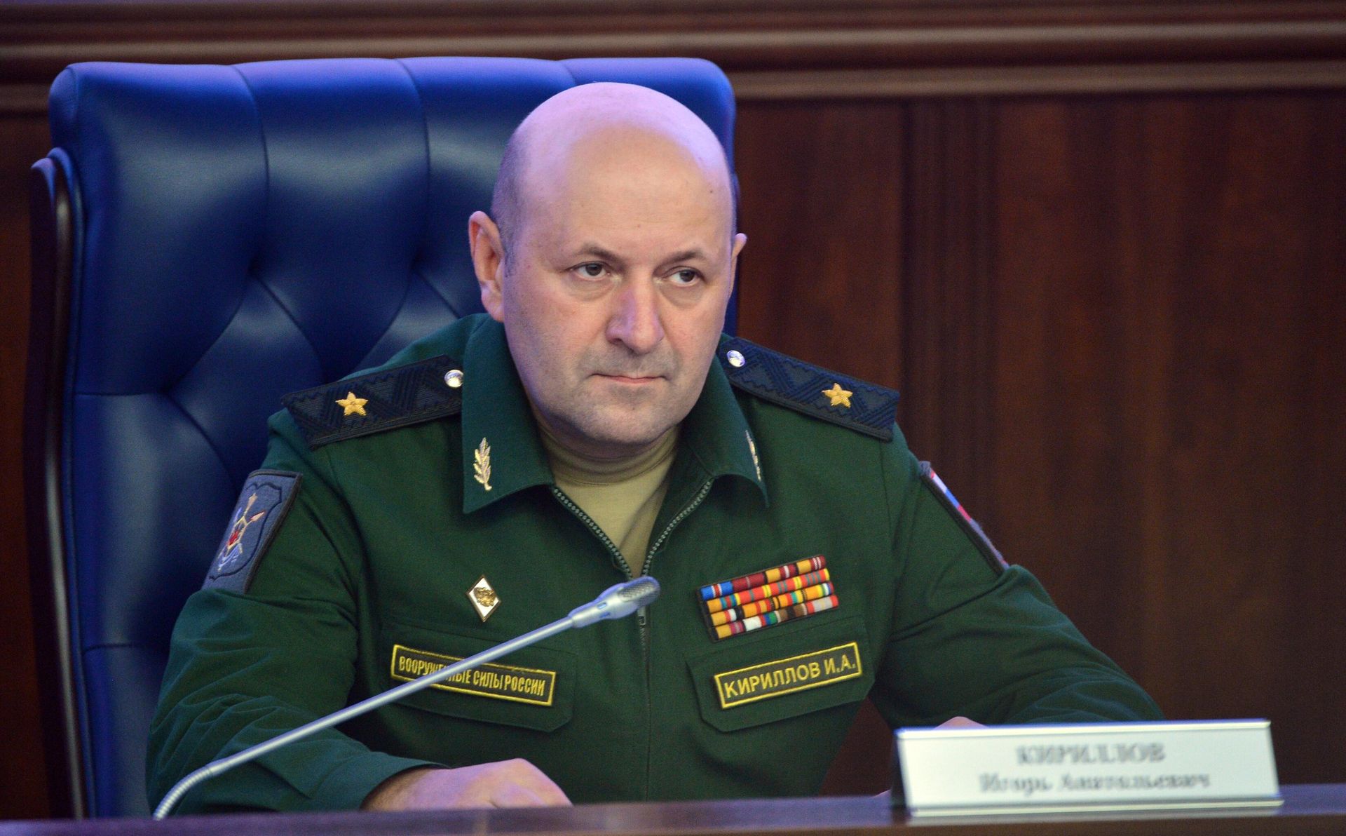 Начальник Войск радиационной, химической и биологической защиты ВС РФ генерал-майор Игорь Кириллов на брифинге Министерства обороны РФ по биологическому оружию - РИА Новости, 1920, 04.10.2023