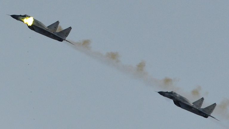 Истребитель МиГ-29 во время командно-штабных учений Кавказ-2020 на полигоне Алушук в Астраханской области