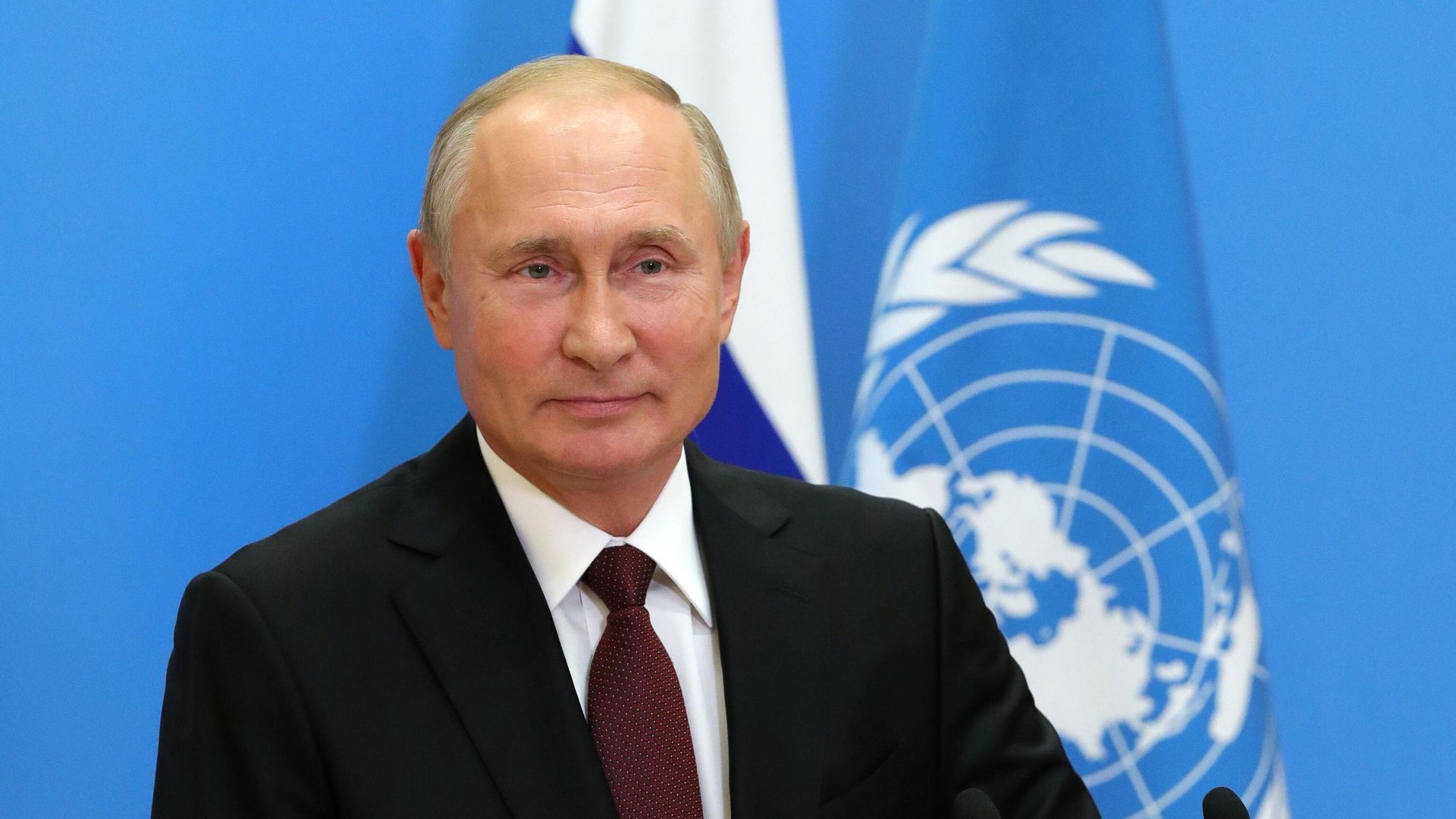 Президент РФ Владимир Путин во время выступления с видеообращением на 75-й сессии Генеральной ассамблеи Организации Объединенных Наций Президент РФ Владимир Путин во время выступления с видеообращением на 75-й сессии Генеральной ассамблеи Организации Объединенных Наций - РИА Новости, 1920, 22.09.2020