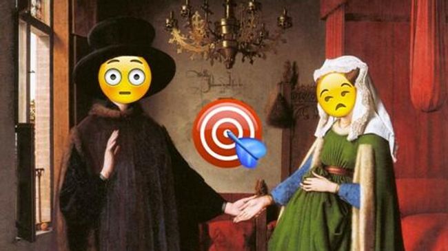 Портрет четы Арнольфини. Ян ван Эйк, 1434 год. Картина с эмодзи Портрет четы Арнольфини. Ян ван Эйк, 1434 год. Картина с эмодзи