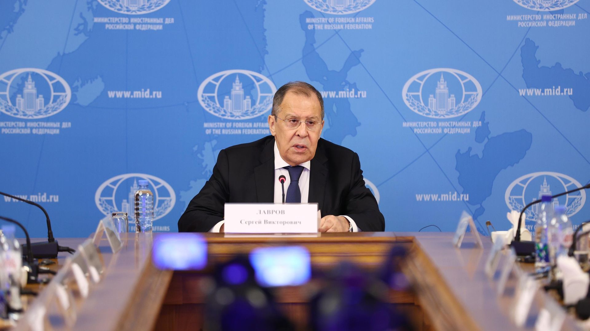 Министр иностранных дел РФ Сергей Лавров во время встречи с представителями Ассоциации европейского бизнеса Министр иностранных дел РФ Сергей Лавров во время встречи с представителями Ассоциации европейского бизнеса - РИА Новости, 1920, 05.10.2020