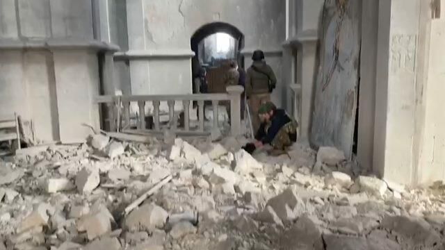 Кадры храма, попавшего под обстрел в Нагорном Карабахе Кадры храма, попавшего под обстрел в Нагорном Карабахе - РИА Новости, 1920, 08.10.2020
