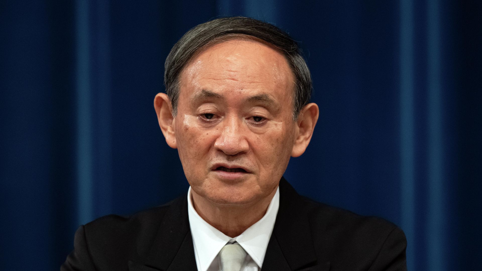 Japan's new Prime Minister Yoshihide Suga speaks during his press conference in Tokyo on September 16, 2020. - Yoshihide Suga became Japan's new prime minister on September 16, with the former chief cabinet secretary expected to stick closely to policies championed by Shinzo Abe during his record-breaking tenure. (Photo by Carl Court / POOL / AFP) Japan's new Prime Minister Yoshihide Suga speaks during his press conference in Tokyo on September 16, 2020. - Yoshihide Suga became Japan's new prime minister on September 16, with the former chief cabinet secretary expected to stick closely to policies championed by Shinzo Abe during his record-breaking tenure. (Photo by Carl Court / POOL / AFP) - РИА Новости, 1920, 16.10.2020