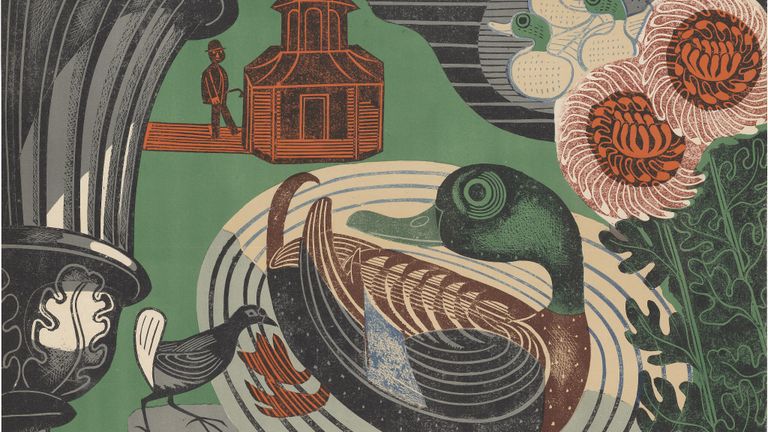 Боуден Эдвард. Станция подземки Кью Гарденс. Сады Кью. 1936. Цветная литография