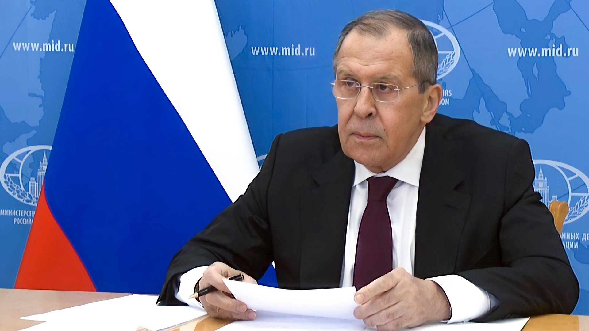 Министр иностранных дел РФ Сергей Лавров во время заседания в режиме видеоконференции с Советом Безопасности ООН Министр иностранных дел РФ Сергей Лавров во время заседания в режиме видеоконференции с Советом Безопасности ООН - РИА Новости, 1920, 12.04.2023
