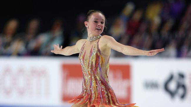 LAS VEGAS, NEVADA - OCTOBER 24: Mariah Bell of the USA competes in the Ladies Free Skating program during the ISU Grand Prix of Figure Skating at the Orleans Arena on October 24, 2020 in Las Vegas, Nevada.   Jamie Squire/Getty Images/AFP