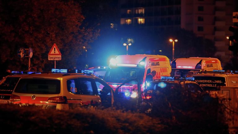 Полицейские на одной из улиц после теракта в Вене Полицейские на одной из улиц после теракта в Вене