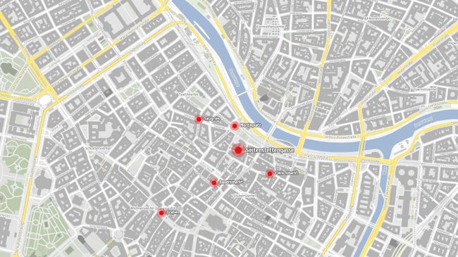 Места нападения террористов в Вене