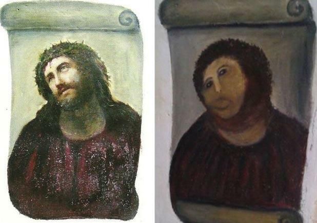 Фреска Ecce Homo до и после любительской реставрации Фреска Ecce Homo до и после любительской реставрации - РИА Новости, 1920, 30.12.2025