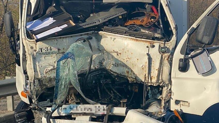Грузовик Hyundai столкнулся с патрульной машиной ДПС в Минераловодском городском округ Грузовик Hyundai столкнулся с патрульной машиной ДПС в Минераловодском городском округ - РИА Новости, 1920, 12.11.2020