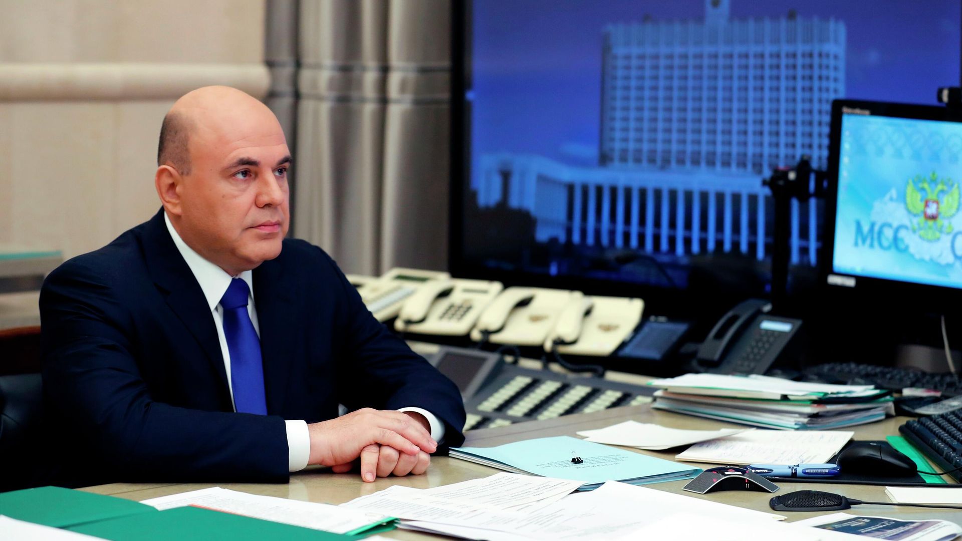 Председатель правительства РФ Михаил Мишустин проводит совещание с вице-премьерами РФ в режиме видеоконференции Председатель правительства РФ Михаил Мишустин проводит совещание с вице-премьерами РФ в режиме видеоконференции - РИА Новости, 1920, 16.11.2020