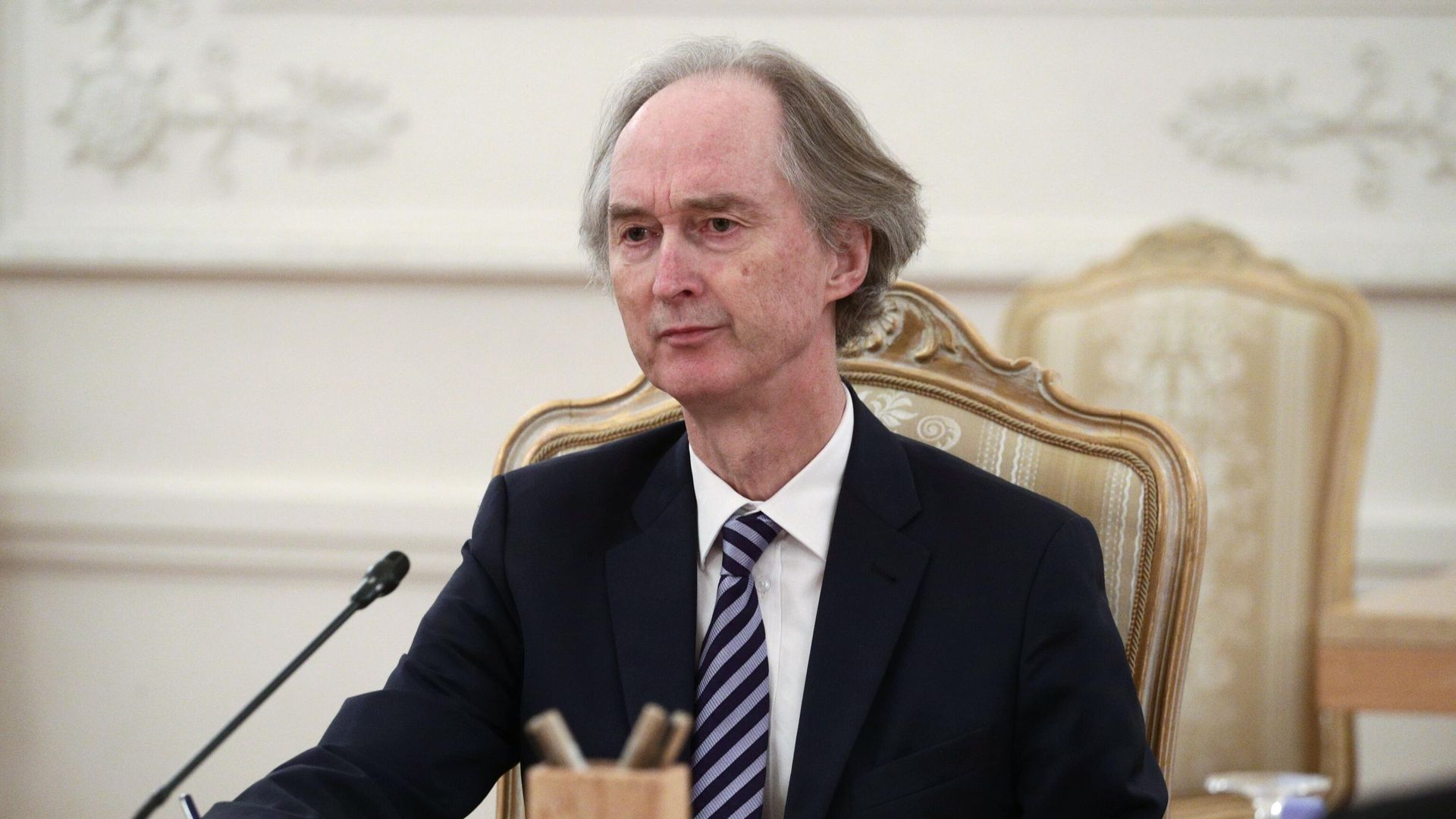 Спецпосланник Генерального секретаря ООН по Сирии Гейр Педерсен во время встречи с министром иностранных дел РФ Сергеем Лавровым в Москве Спецпосланник Генерального секретаря ООН по Сирии Гейр Педерсен во время встречи с министром иностранных дел РФ Сергеем Лавровым в Москве - РИА Новости, 1920, 16.02.2021