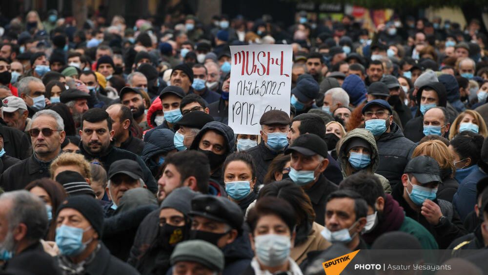 Митинг оппозиции с требованием отставки премьер-министра Армении - РИА Новости, 1920, 10.12.2020