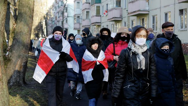Участники несанкционированной акции протеста в Минске