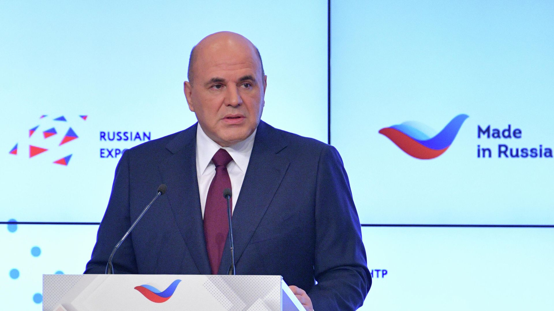 Председатель правительства РФ Михаил Мишустин выступает на Международном экспортном форуме Сделано в России - 2020 Председатель правительства РФ Михаил Мишустин выступает на Международном экспортном форуме Сделано в России - 2020 - РИА Новости, 1920, 09.12.2020